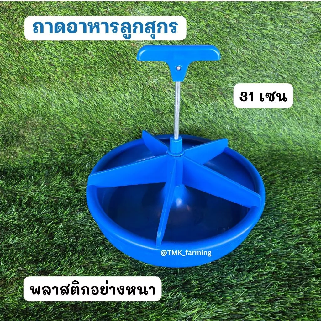 ถาดอาหารลูกสุกร พสาสติกอย่างหนา 31เซน สีน้ำเงิน รางอาหารลูกหมู รางอาหารสัตว์