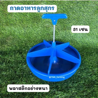 ถาดอาหารลูกสุกร พสาสติกอย่างหนา 31เซน สีน้ำเงิน รางอาหารลูกหมู รางอาหารสัตว์