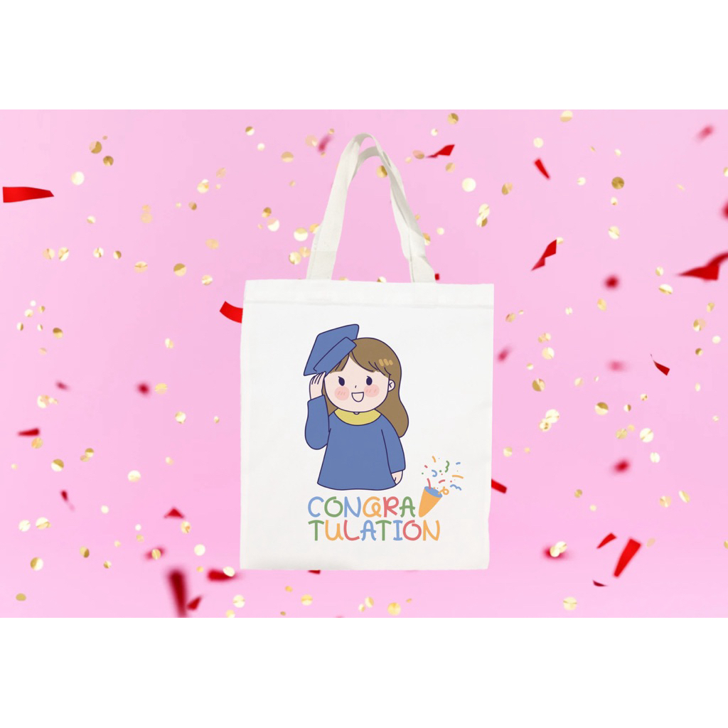 กระเป๋าผ้าของขวัญสำหรับงานปัจฉิมสกรีนลายบัญฑิตย์สุดแสนน่ารัก ราคา ถูกที่สุด ดีลบีเคเค แกลเลอรีภาพที่ 7