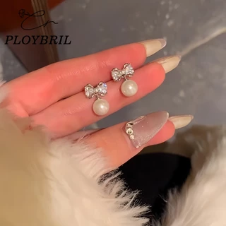 COD-ส่งเร็วจากไทย🎀ต่างหูแฟชั่น Bowknot ประดับไข่มุก สไตล์เกาหลี PLOYBRIL E036