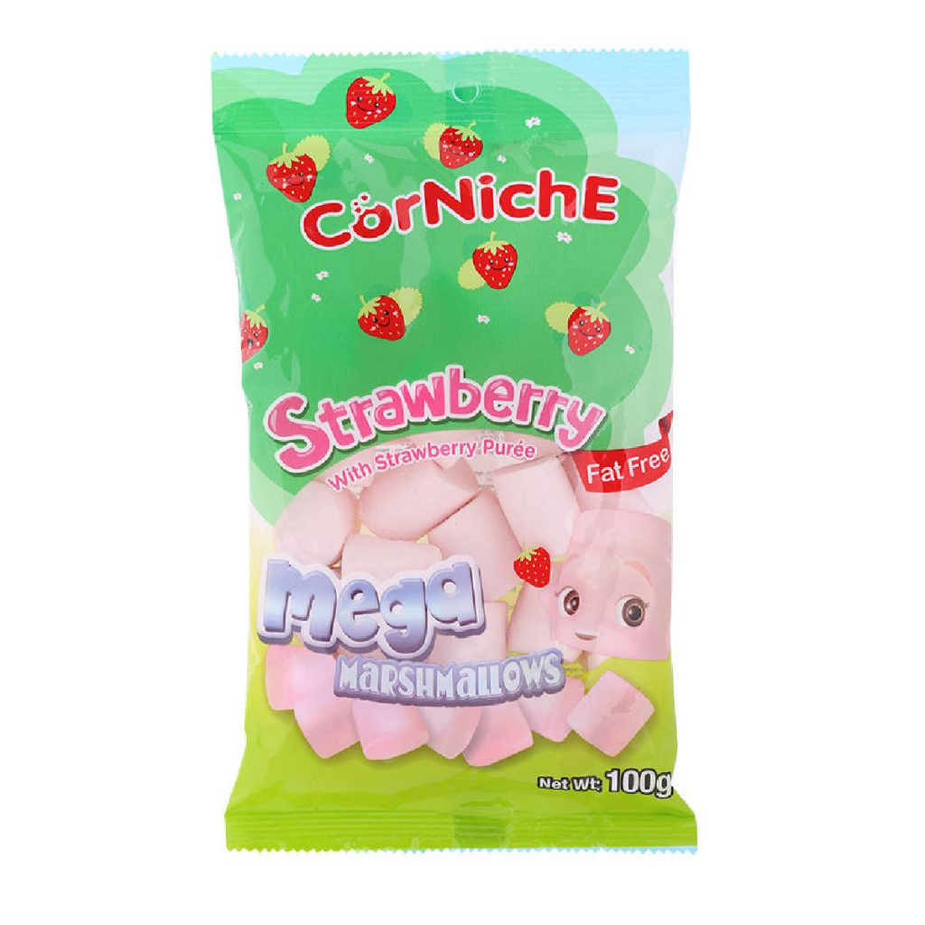 Corniche Marshmallows Mega Strawberry 100g คอร์นิช ขนมมาร์ชเมลโลว์