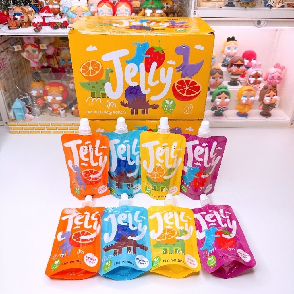 ฟรุตเจลเล่ ไดโนเสาร์ น้ำหวานผลไม้แบบดูด (1 กล่อง 30 ชิ้น)