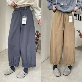 Reallyshops #9332 #9379(K) กางเกงขาบอลลูนยาว เอวยางยืด ผู้หญิง พร้อมส่ง