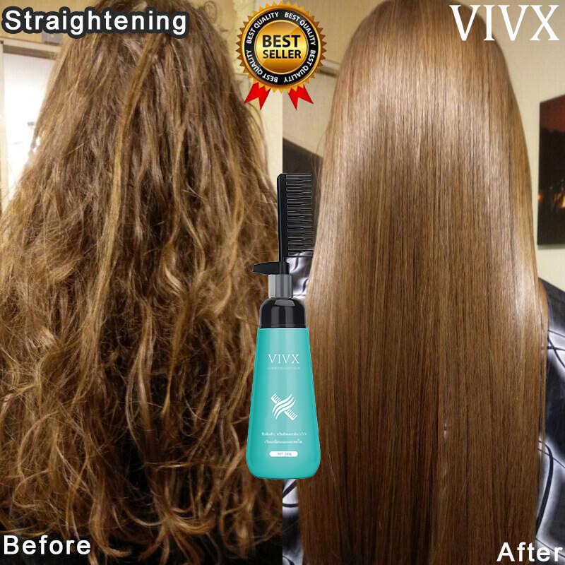VIVX ครีมยืดผมถาวร ครีมยืดผมพร้อมหวี ยืดผมตรงแบบหวี อ่อนโยนและไม่ทําร้ายเส้นผม ครีมยืดผม ครีมยืดผมเคราติน180ml