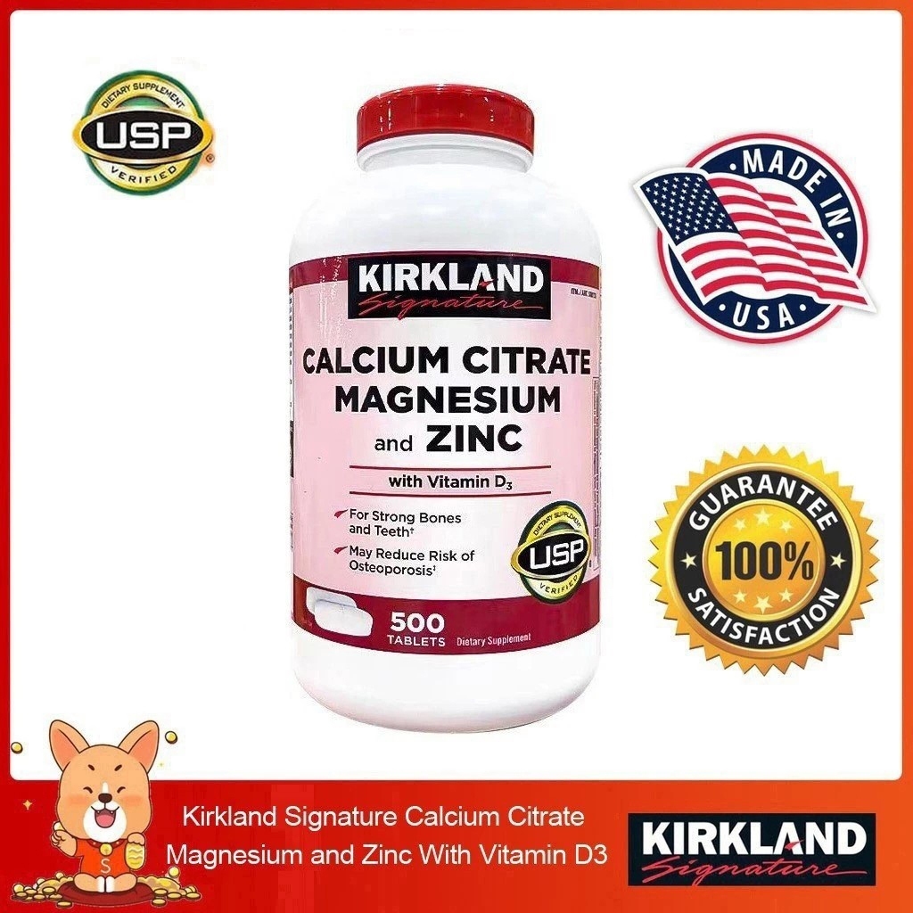 (Exp.04/2028) Kirkland Signature Calcium Citrate Magnesium and Zinc With Vitamin D3 500 เม็ด
