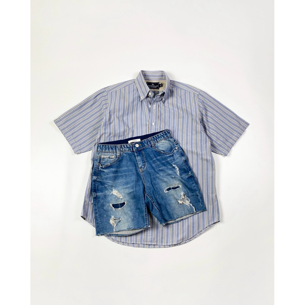 AMERICAN LIVING ── stripe shirt , baby blue