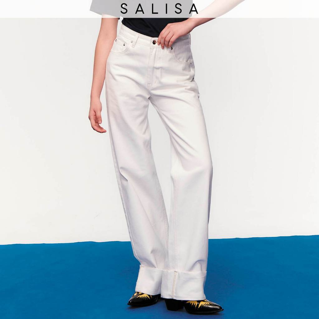 SALISA - JEANS CUFF Mid-Rise Waist กางเกงยีนส์ทรงหลวมพับปลายขา เอวกลางสะดือ - รูปที่ 2