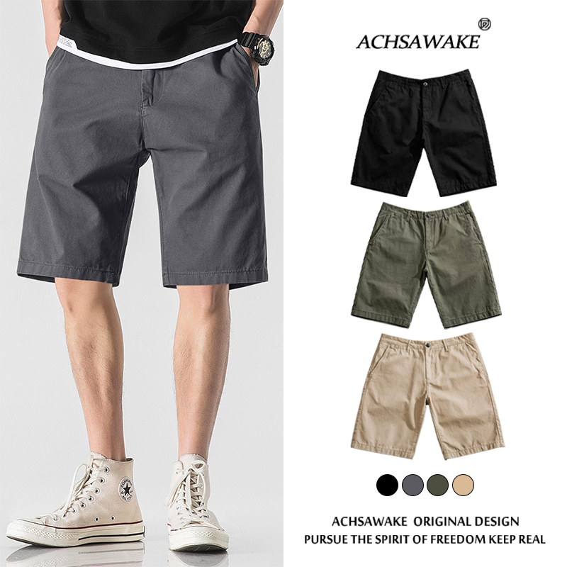 ACHSAWAKE กางเกงขาสั้น แบบผูกเชือก สไตล์เกาหลี สําหรับผู้ชาย ไซซ์ L-3XL