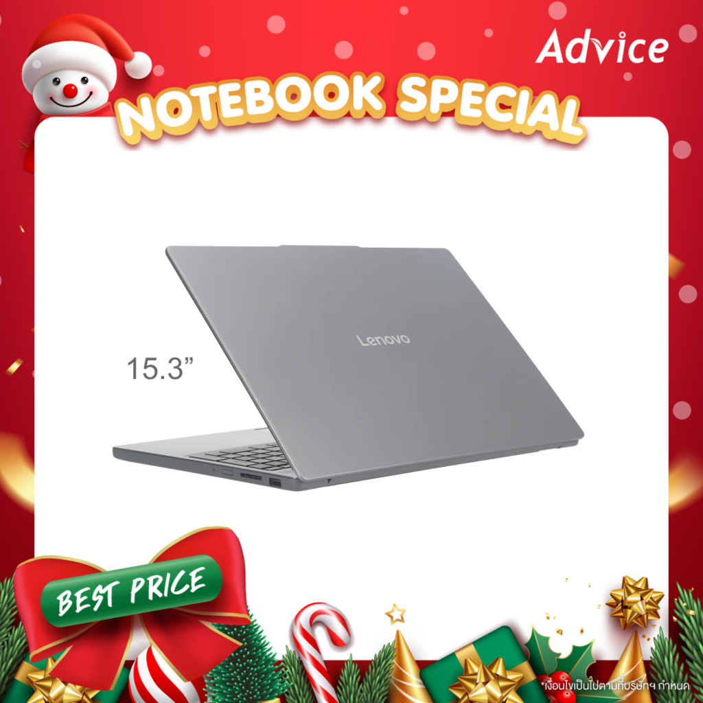 Lenovo Notebook (โน๊ตบุ๊ค) IdeaPad Slim 3 15IRH10 83K100D8TA (Luna Grey) - A0167424