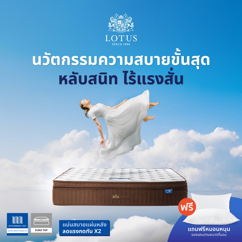 LOTUS ที่นอน (สเปคแน่นสบาย) รุ่น Woodfield II หนา 15 นิ้ว ส่งฟรี