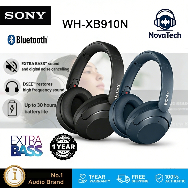 🎧จัดส่งที่รวดเร็ว🎧 WH-XB910N ชุดหูฟังบลูทูธไร้สาย ชาร์จเร็ว ตัวเลือกหลายสี หูฟังครอบหู หูฟังไร้สาย หูฟังไร้สายพับได้