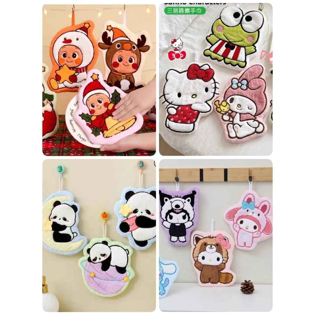 ผ้าเช็ด​มือ​ ดูดซับน้ำได้ดี​ ลาย​การ์ตูน​ น่ารัก