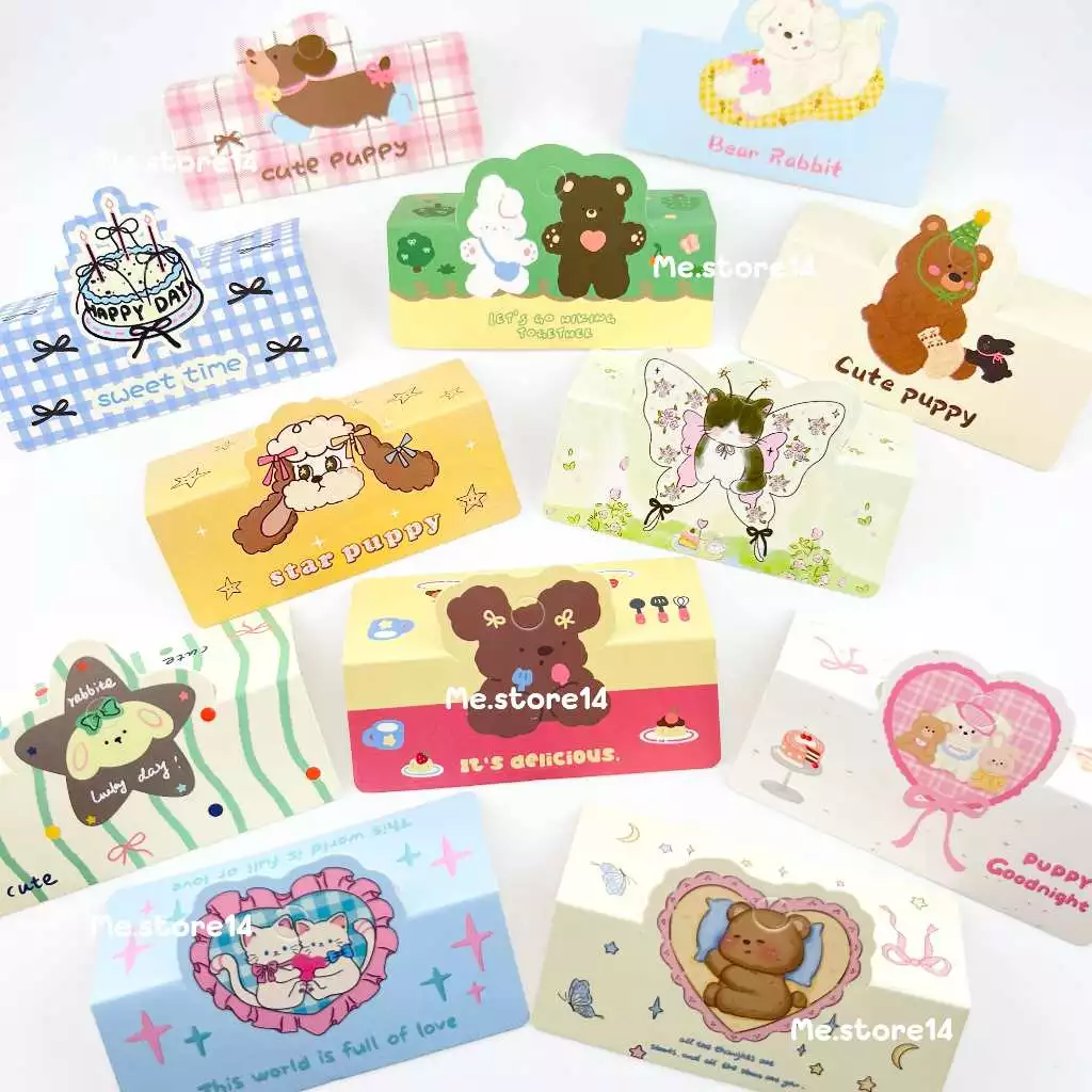 (พร้อมส่ง) หัวกระดาษ กระดาษติดถุง ขนาด 8*6 cm กระดาษน่ารัก 50 แผ่น