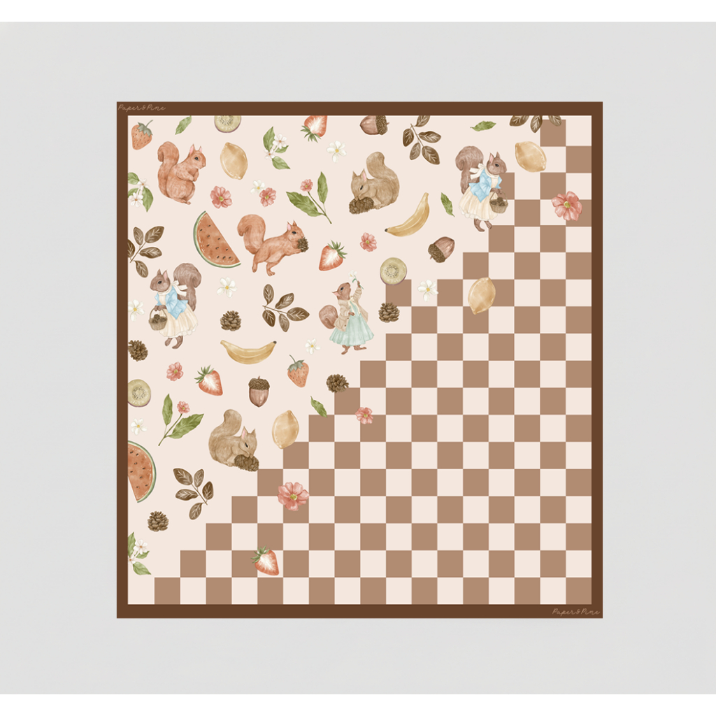 The Checkerd Harvest | ผ้าพันคอ ผ้าคลุมไหล่ซาติน Silk Satin 100x100 ซม.