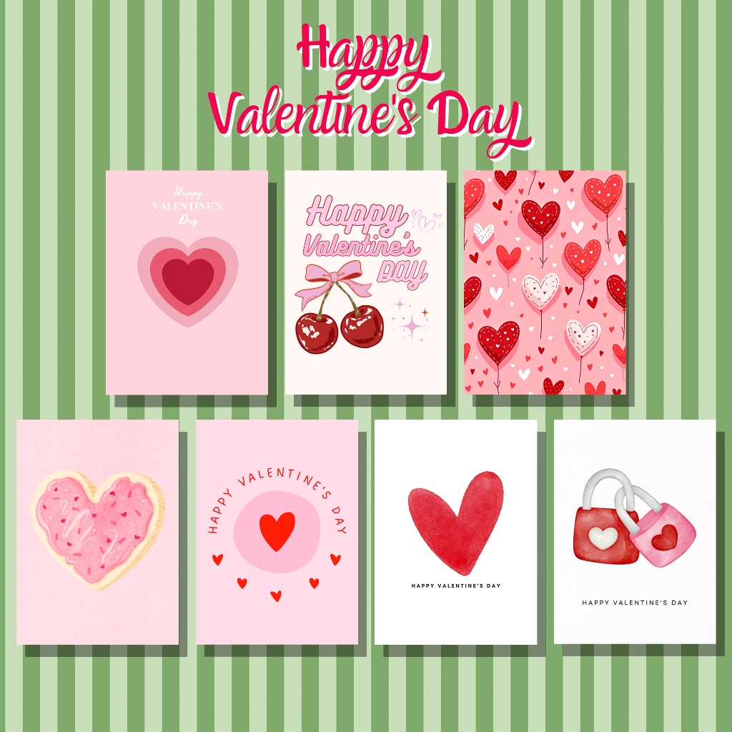 การ์ดวาเลนไทน์  Valentine's Day (10 ใบ/ชุด) ขนาด 6.5 x 9 cm