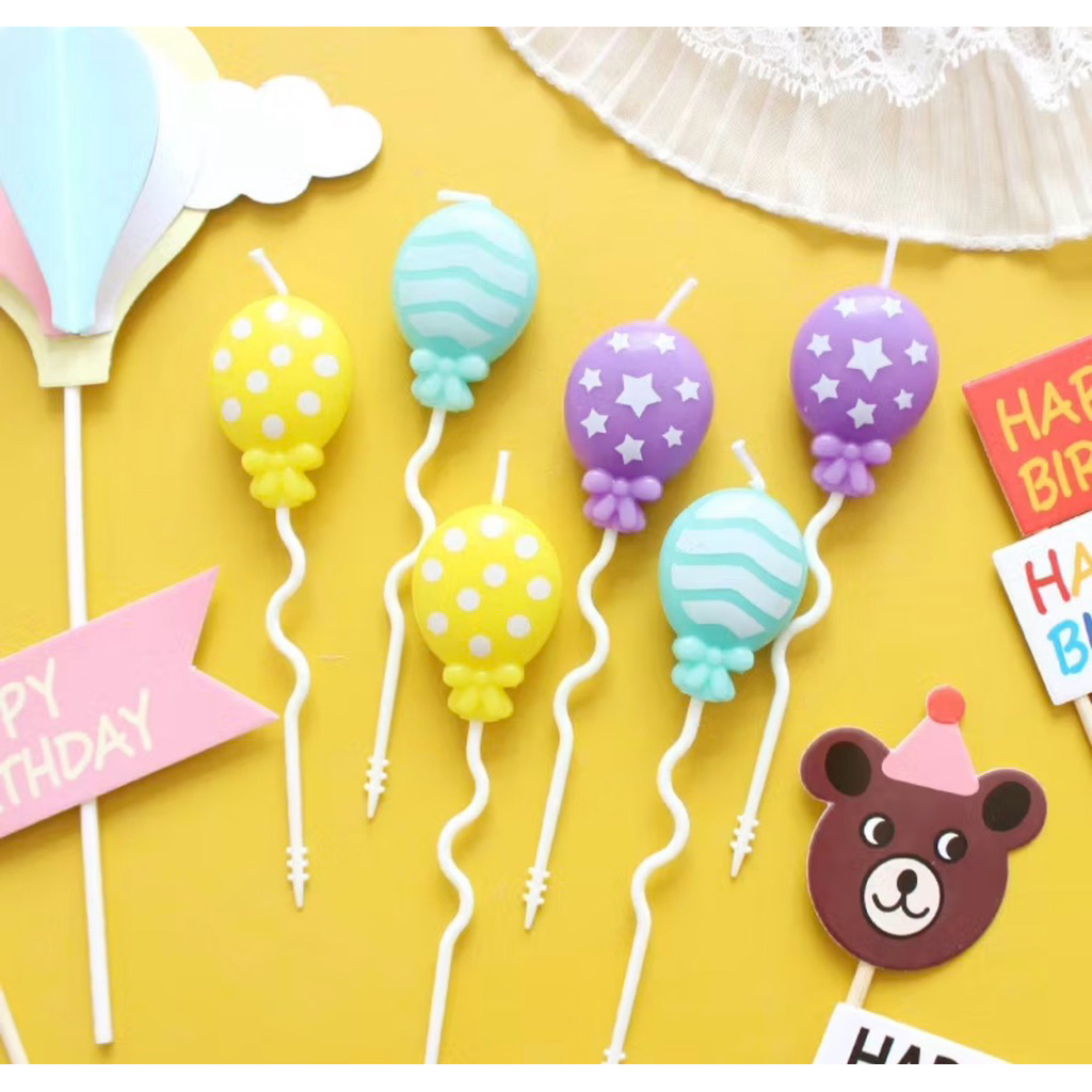 เทียนวันเกิด happy birthday บอลลูล เทียนเกลียว 3 ชิ้น พร้อมส่ง