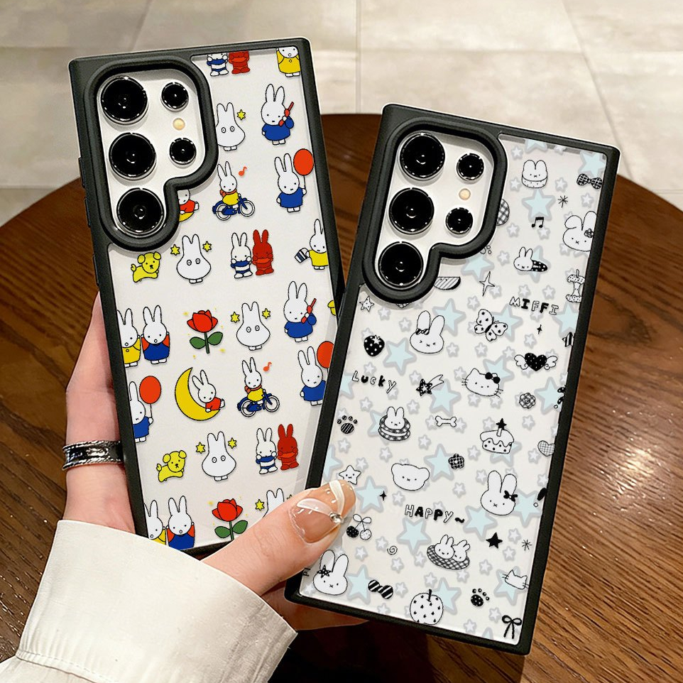 กระต่ายการ์ตูน เคส For Samsung A57 A17 A06 A07 A16 A05 A05S A36 A55 A54 A15 A56 A35 A34 A25 S26 อะคริลิกฝ้า เคสโทรศัพท์