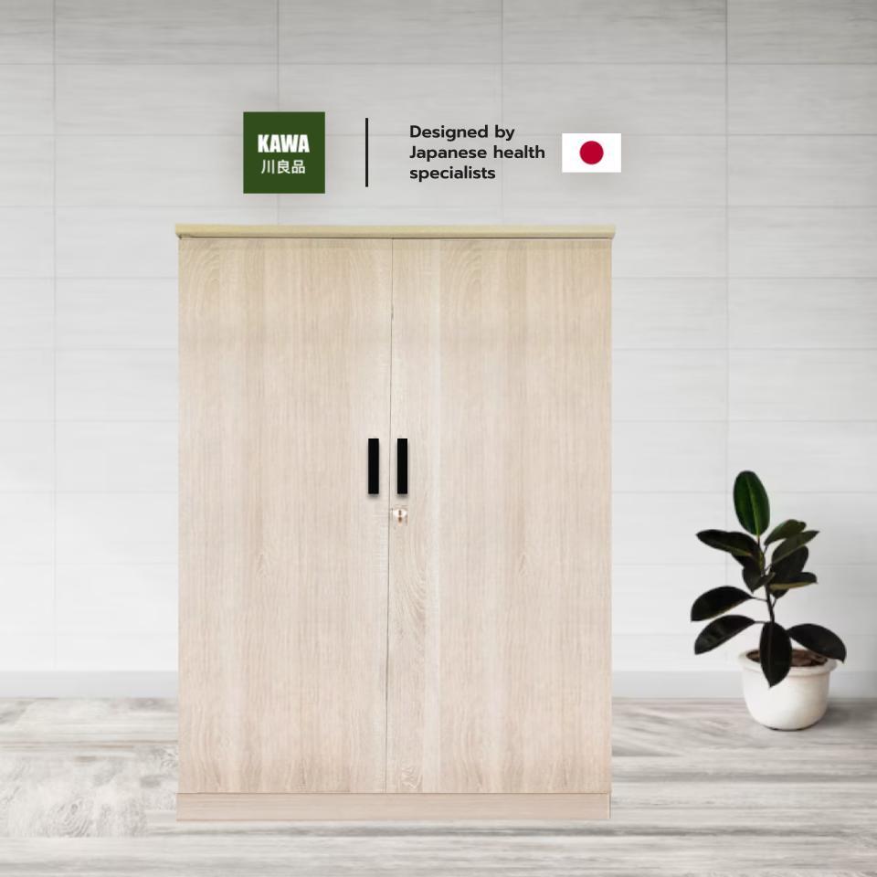 Kawa ตู้เสื้อผ้าสไตล์มินิมอล คุณภาพดี ผลิตจากไม้เกรดพรีเมียม ขนาด 120 x 54 x 180 cm. ประกอบให้ฟรีทุก