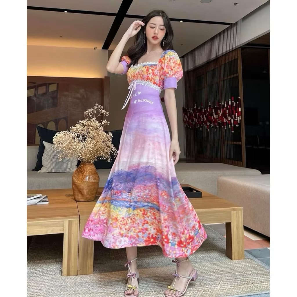 Violet Garden : BLT BRAND x GIVEME : Maxidress สุดLimited) Size.L ป้ายห้อย