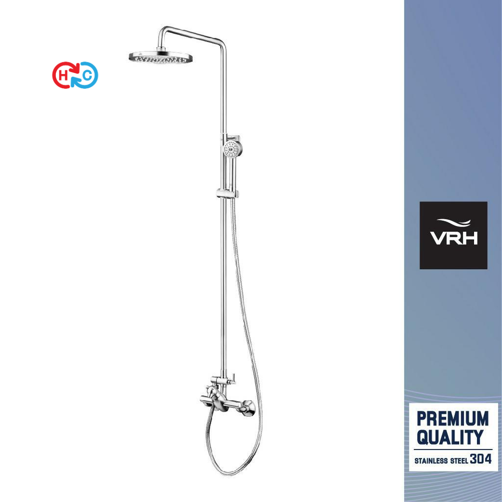 VRH ชุดฝักบัวก้านแข็งน้ำร้อน-น้ำเย็น วาล์วเดี่ยวผสม รุ่น POLAR.B หัวฝักบัว 8" พร้อมฝักบัวมือถือ 2.5" รหัส FJVHS-115BFS