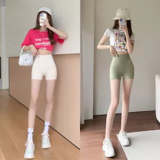 กางเกงเลกกิ้งขาสั้น กางเกงโยคะ ใส่ออกกำลังกาย เอวสูง กระชับหน้าท้อง