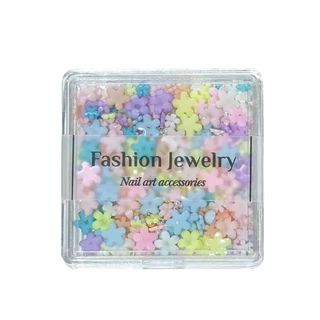 อะไหล่ดอกไม้ติดเล็บคละสี คละขนาด 3MM, 6MM แพ็คเกจตลับ สินค้าพร้อมส่ง