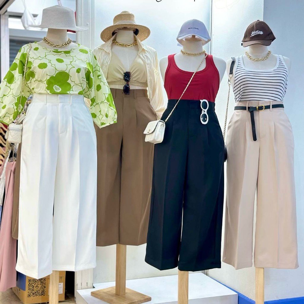 Miranda Pants กางเกงทรงกระบอกใหญ่ นุ่ม ยืดนิดๆ ใส่สบาย ใส่ทำงาน ใส่เที่ยว เสื้อผ้าสาวอวบอ้วน พลัสไซส์ ไซส์ใหญ่