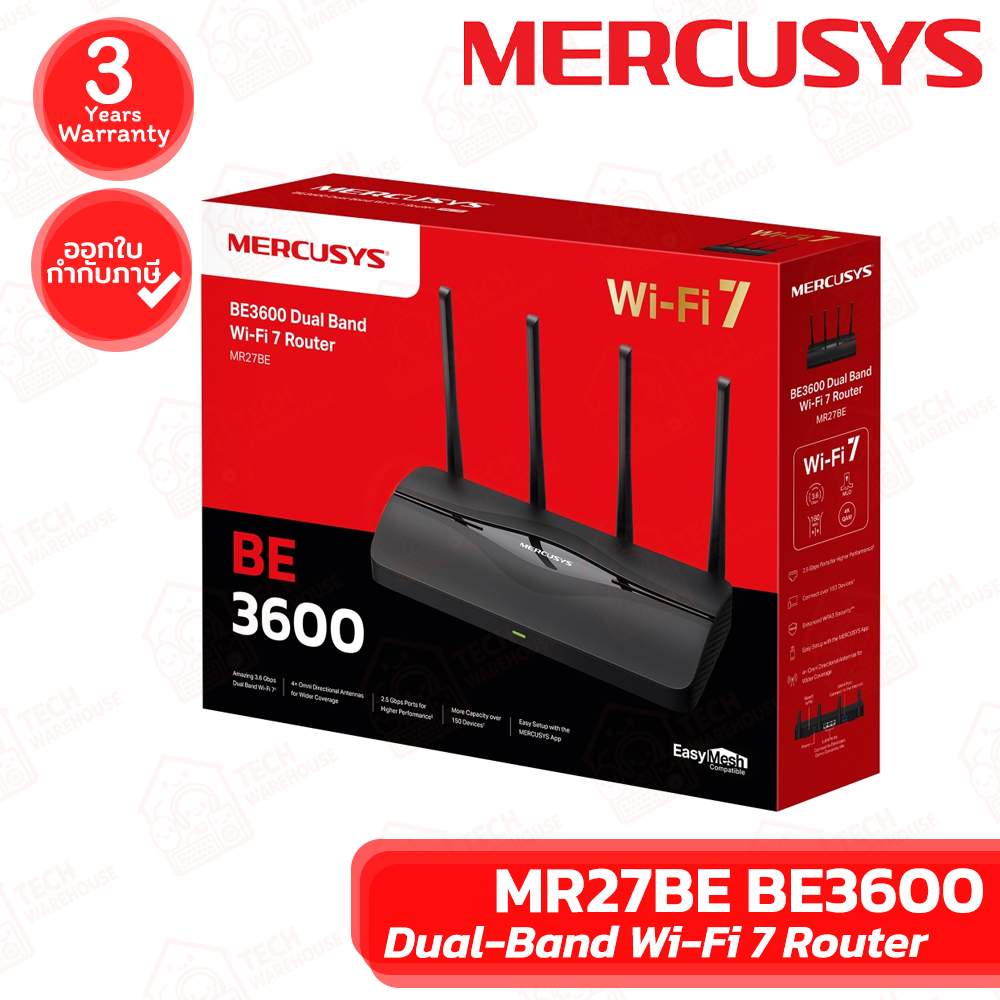 Mercusys MR27BE BE3600 Dual-Band Wi-Fi 7 Router เราเตอร์ ของแท้ ประกันศูนย์ 3ปี