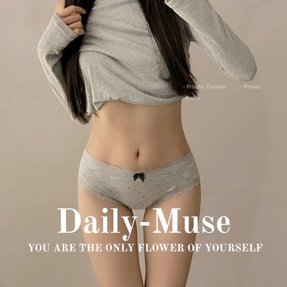 Daily-Muse กางเกงชั้นในลูกไม้สไตล์วินเทจสุดน่ารัก ผ้าฝ้ายแท้ สวมใส่สบาย เป้ากางเกงทำจากผ้าฝ้ายล้วน