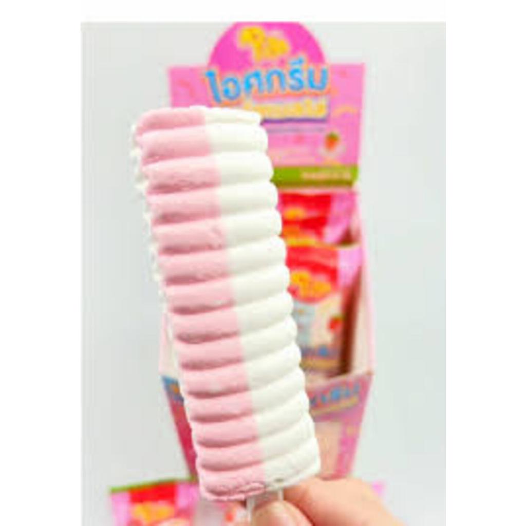 ICE cream marshmallow ไอศกรีมมาร์ชเมลโล สตรอเบอร์รี่ เฟลเวอร์  (มาร์ชเมลโลรูปไอศกรีมกลิ่นสตรอเบอร์รี่ (ตราพิพ) ICE CREAM