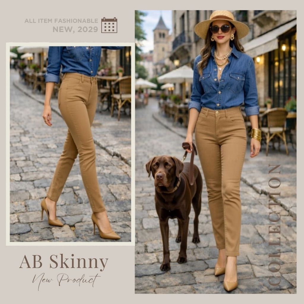 AB Skinny สีกากี กางเกงสกินนี่ยีนส์ ของแท้ จากเพจดัง 300,000 Like กางเกง AB สกินนี่ยีนส์ ผู้หญิง