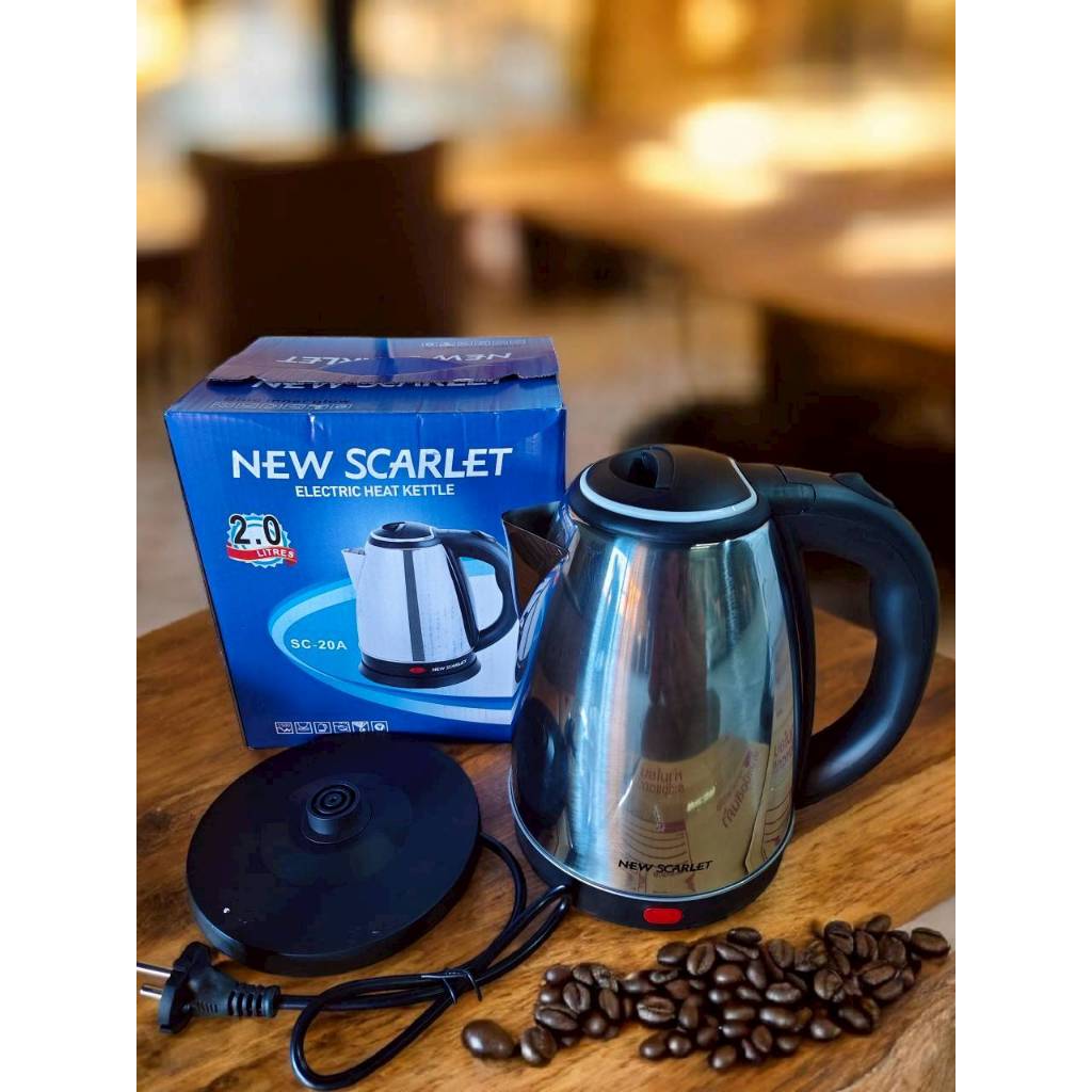 superseller999 กาต้มน้ำไฟฟ้าสแตนเลส 2.0 ลิตร Electric Kettle 2.0L