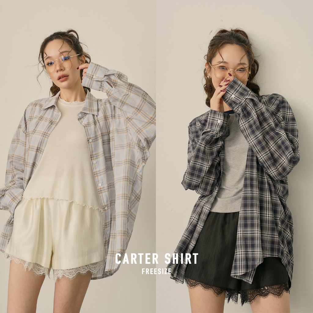 [Carter Shirt] เชิ้ตผ้าเนื้อไใส่สบาย มาพร้อมลายสุดคิ้วท์ ที่ทรงโอเวอร์ไซส์แบบถูกต้องมาก