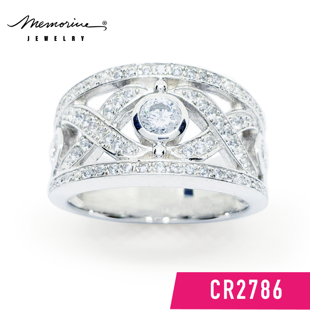 Memorine Jewelry แหวนเงินแท้ 925 ฝังเพชรสวิส (CZ) : CR2786