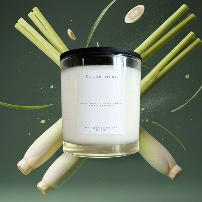 (ลด50.-โค้ดหน้าร้านลด25+SKY111CNลด25) เทียนหอมกลิ่นClear Mind citronella 300g Double wicks Clear Min