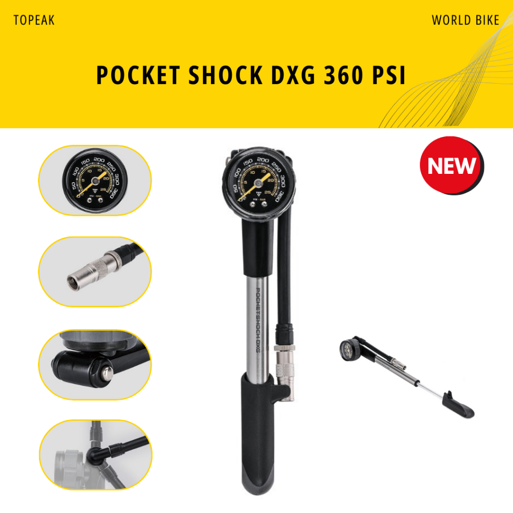 สูบลมโช็คจักรยาน Topeak รุ่น  Pocket Shock DXG แรงดัน 360 PSI/24.8 BAR