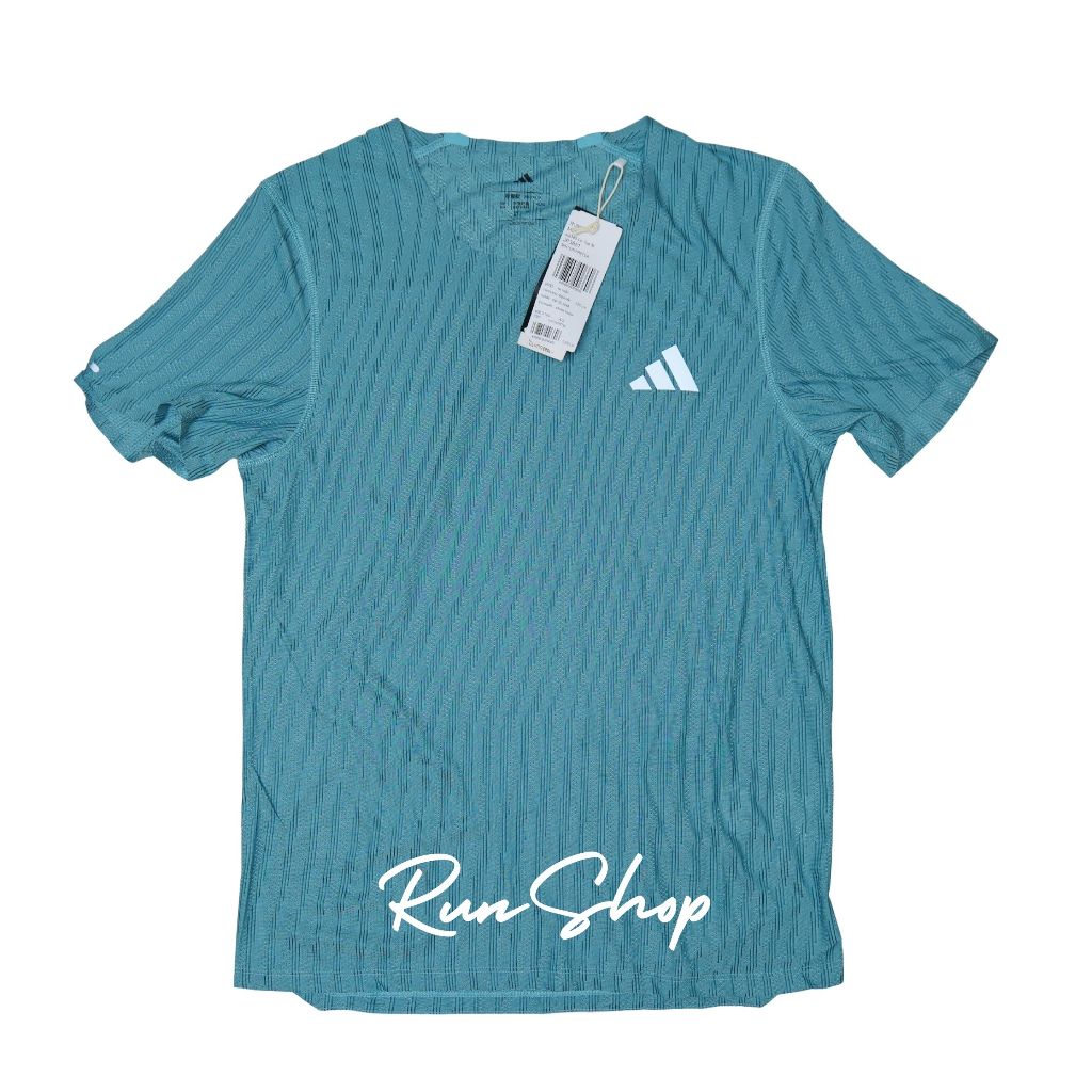 เสื้อยืด วิ่งแขนสั้นผู้ชาย สีเทอร์คอย์ Adidas 365 Running CLIMACOOL+ JP3851