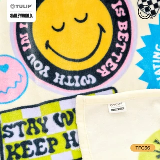 TULIP Fleece SmileyWorld ผ้าห่มขนแกะเทียม TFG36 สไมลีย์เวิลด์ ลิขสิทธิ์แท้ ผ้าห่มฟลีซ หนานุ่ม Smiley World