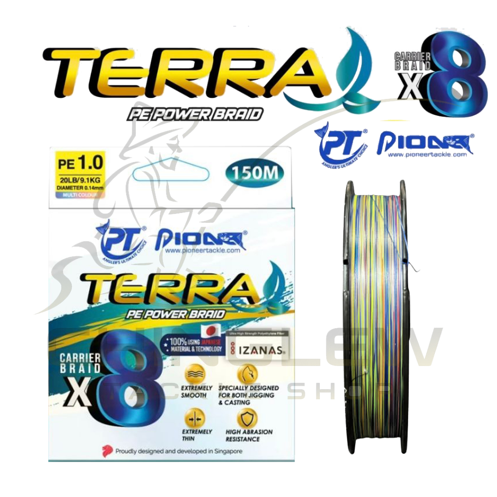 สาย PE PIONEER TERRA X8 สายเชือก ถัก 8 ยาว 150 เมตร สี Multi-Color