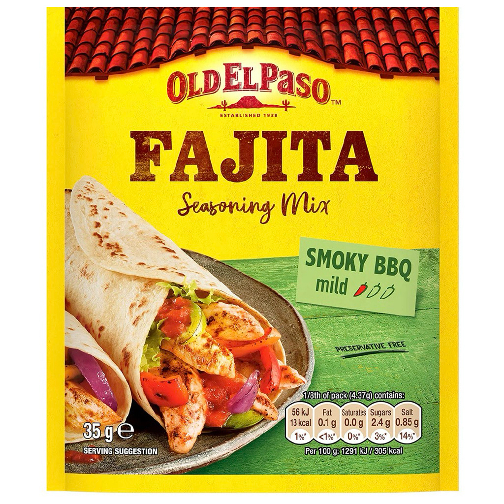 Old El Paso Seasoning Mix For Fajitas Smoky BBQ 35g ซอสผงสำหรับปรุงรสทาโก้กลิ่นรมควัน