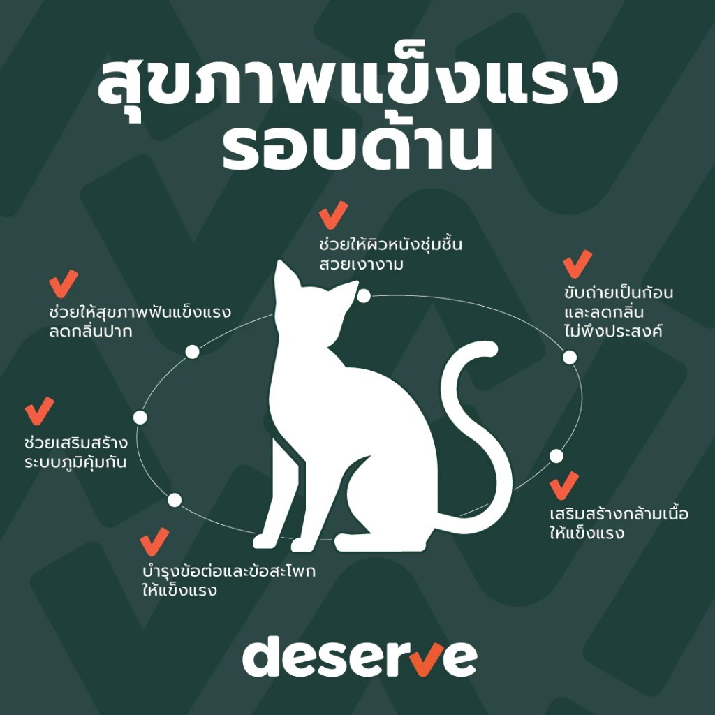 Deserve (Cat) - Holistic Grain Free Cat Food อาหารเม็ดสำหรับแมว ตัวแน่น ขนนุ่ม ตาใส บำรุงขน 1.2kg - รูปที่ 4