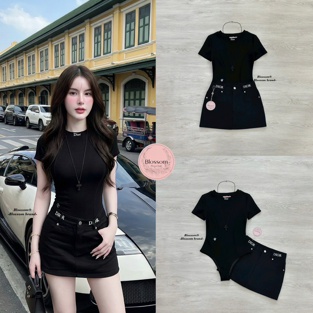 ชุดset3ชิ้น (Body suit + กระโปรงสั้น+สร้อยคอ) Blossom