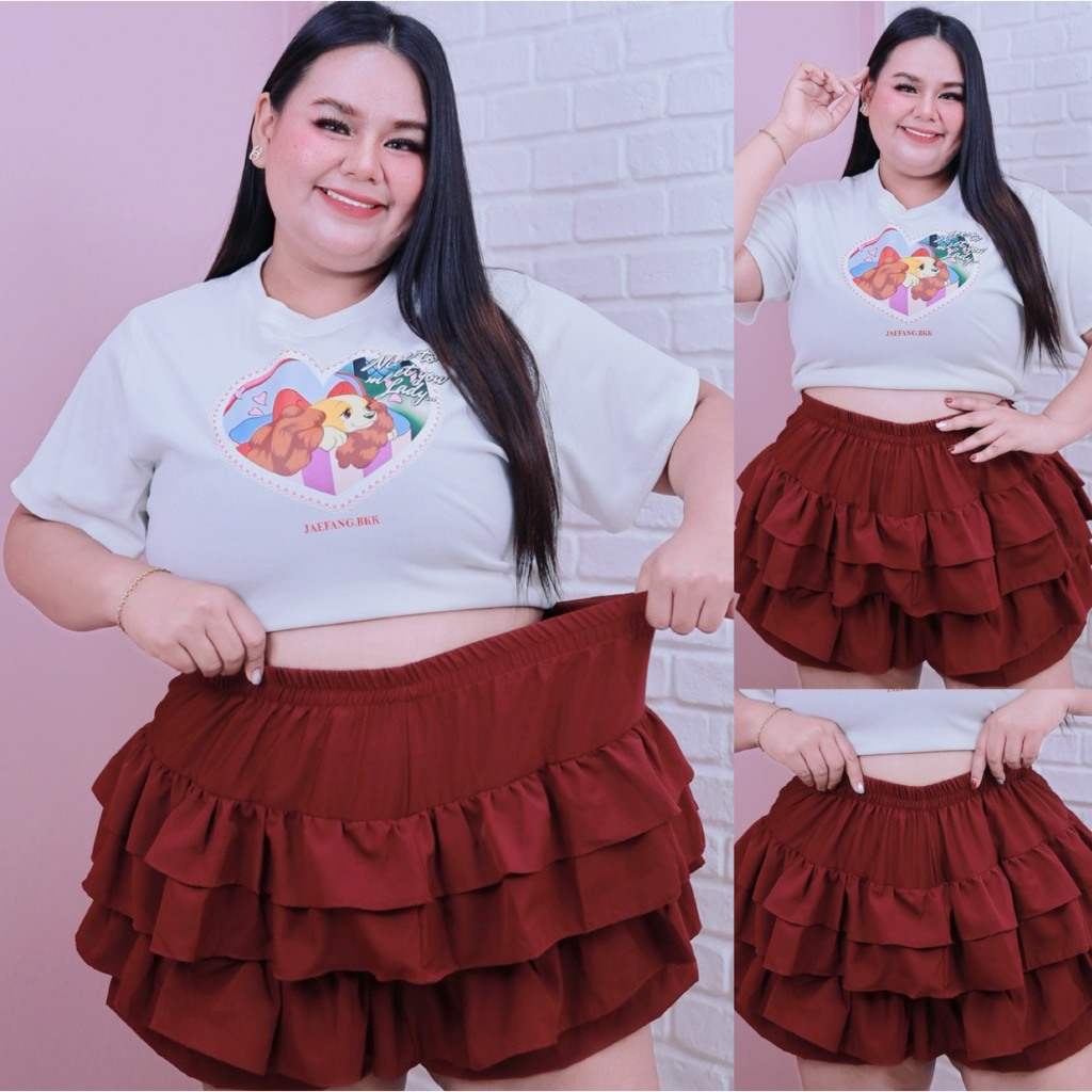 [ ส่งฟรี🔥 ] ก740/ก742 กางเกงขนมชั้น กางเกงกระโปรงขนมชั้น Lolita pants กางเกงขาสั้นคนอ้วน พลัสไซส์ สาวอวบ ทรงสวย ผ้าดีมาก รูปที่ 3