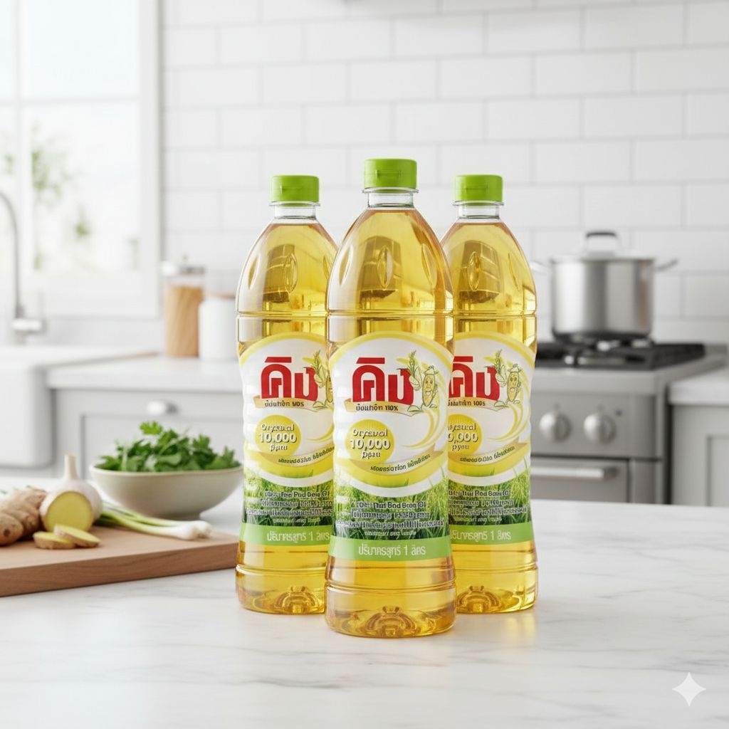 King คิง น้ำมันรำข้าว 100% Oryzanol 10000 ppm ขนาด 1 ลิตร [3ขวด] น้ำมันพืชเพื่อสุขภาพ ผัด ทอด เจ ลดค