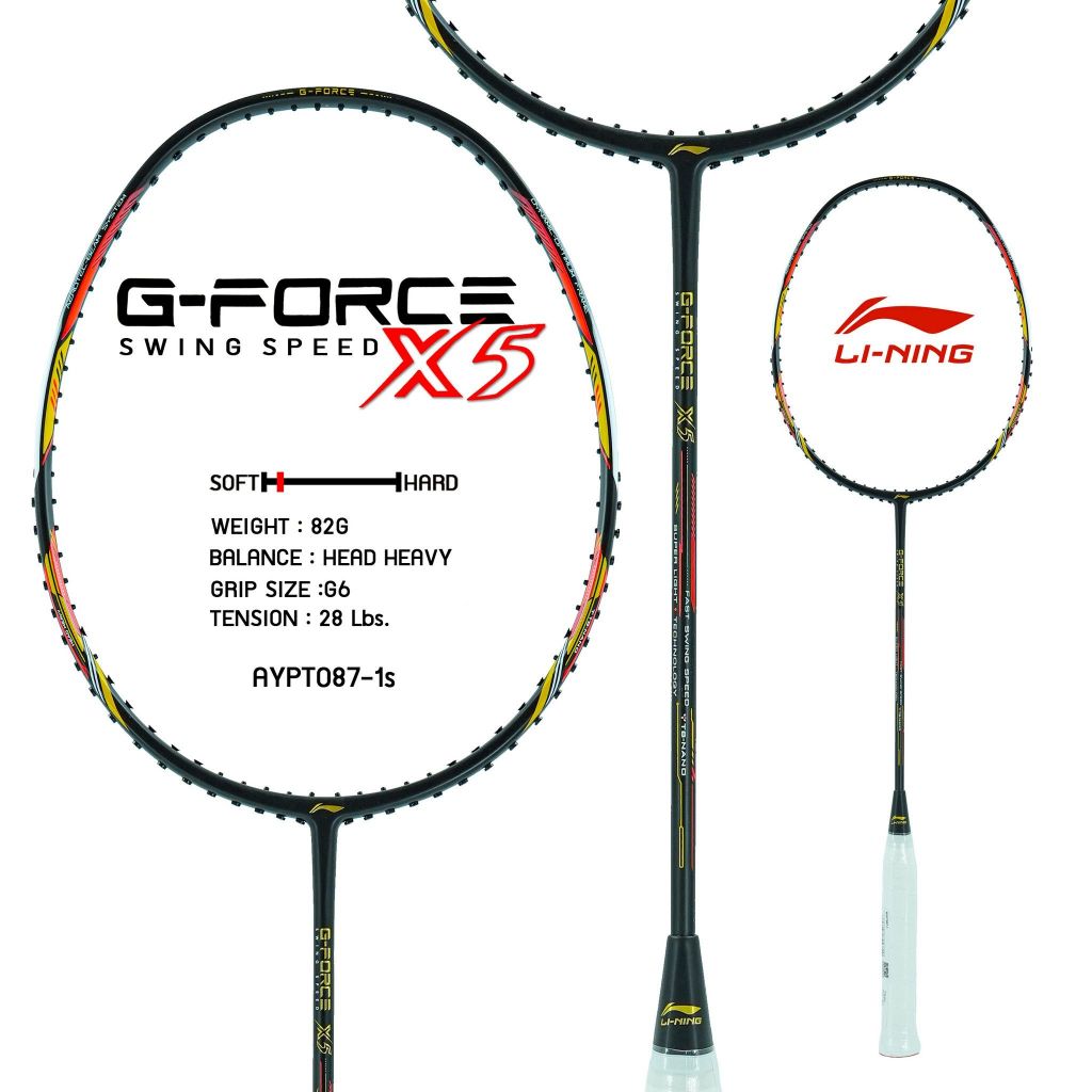 LI-NING G-FORCE X5 (82G) ไม้แบดมินตัน แถมซอง+กริปพันด้าม+เอ็น พร้อมขึ้นฟรี (เลือกได้ที่ ช้อปเพิ่มคุ้มกว่า)