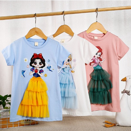 เสื้อผ้าเด็กผู้หญิง เดรสเด็กผู้หญิง เจ้าหญิง Esha สไตล์น่ารัก หวานๆ ผ้านุ่มสบาย สำหรับเด็ก 1-9 ปี