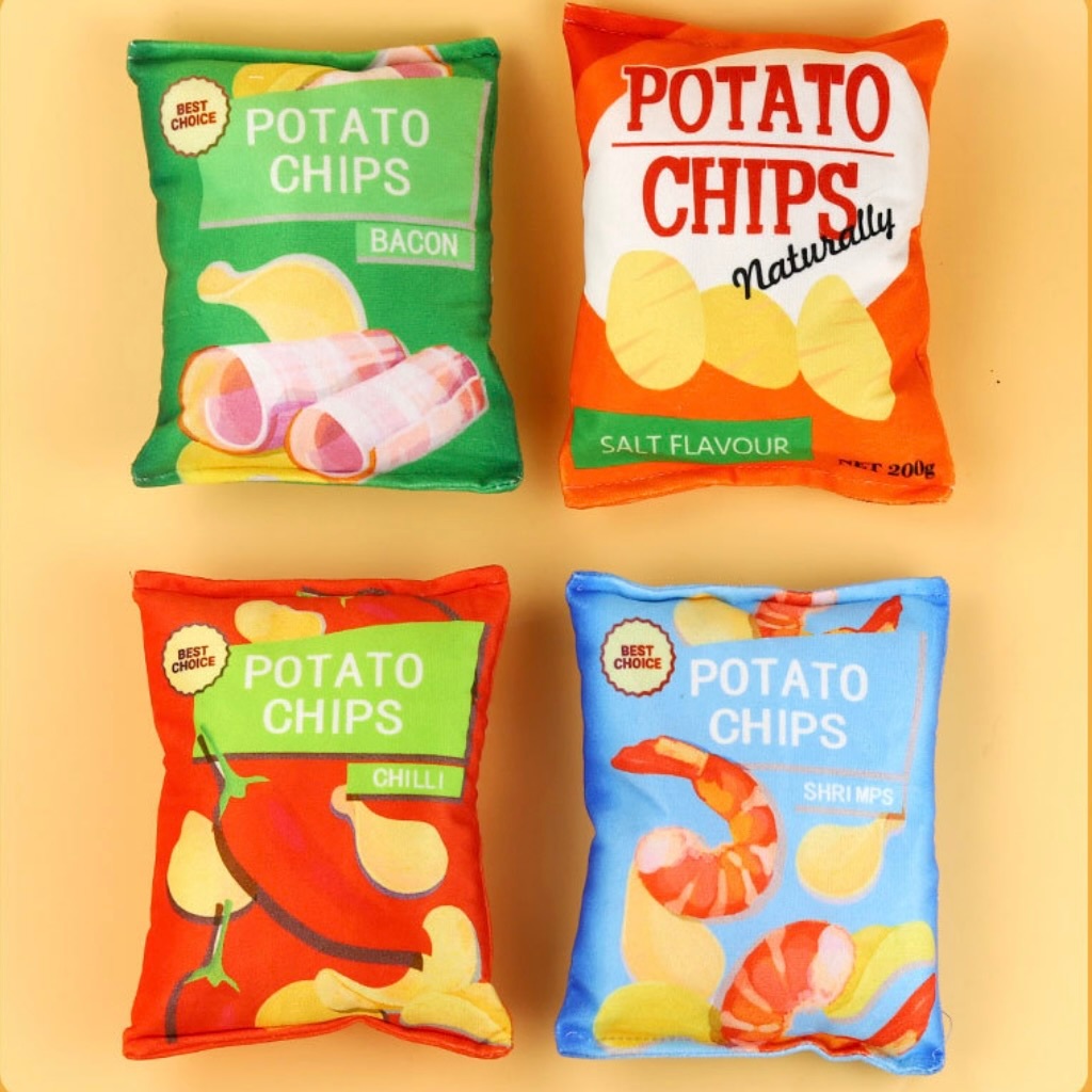 PP-1820 ของเล่นสัตว์เลี้ยง ถุงมันฝรั่ง POTATO CHIPS มีเสียงปี๊บๆ น่ารัก เล่นเพลิน 🐾🎶📦 พร้อมส่ง