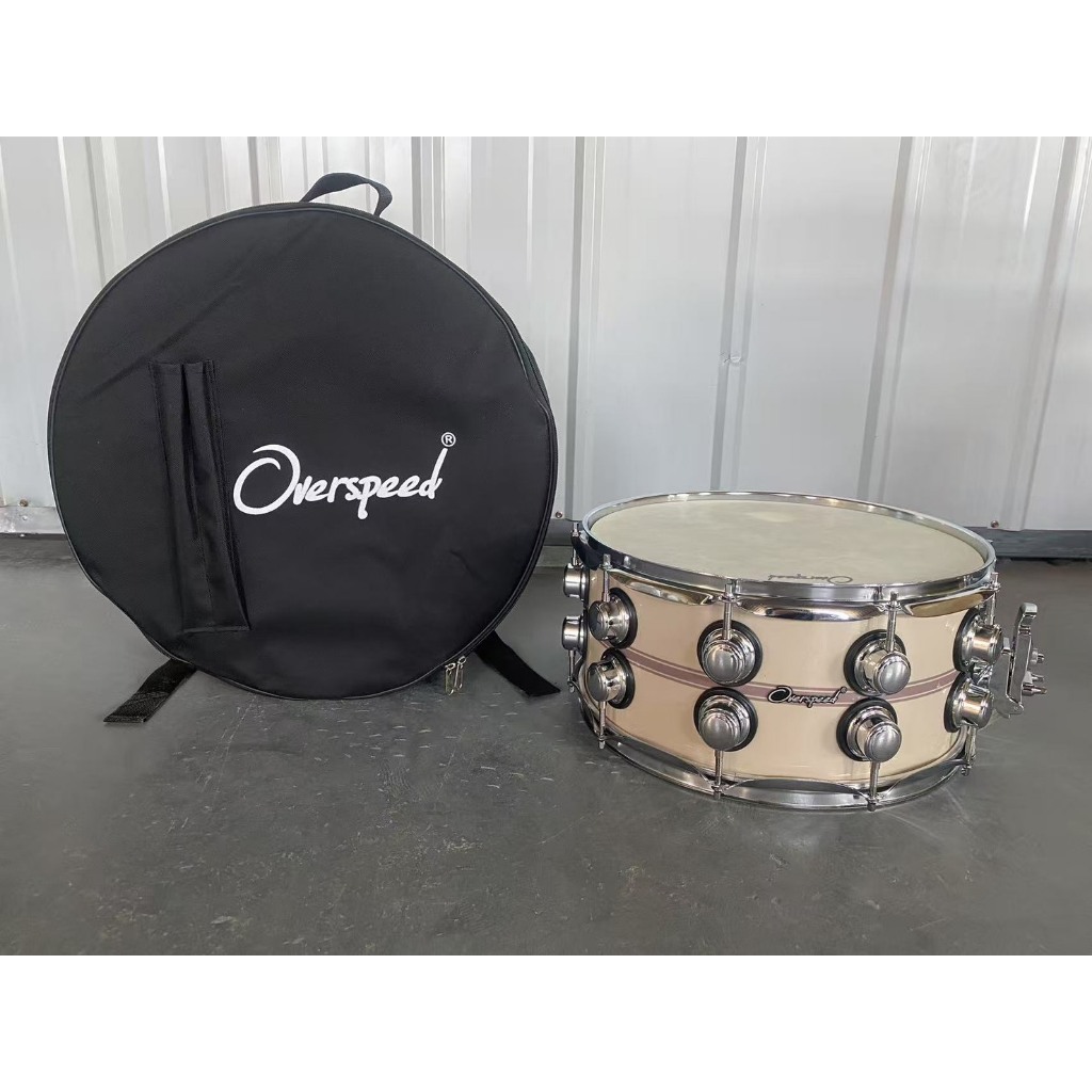 กลองสแนร์ Overspeed มาพร้อมกระเป๋า ขนาด 14*6.5 สีครีม แถมฟรีไม้กลอง 1 คู่