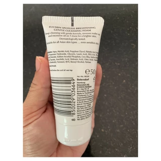 Eucerin Spotless Brightening Gentle Cleansing Foam ขนาด 50g ยูเซอริน โฟมล้างหน้าเพื่อผิวขาวกระจ่างใส
