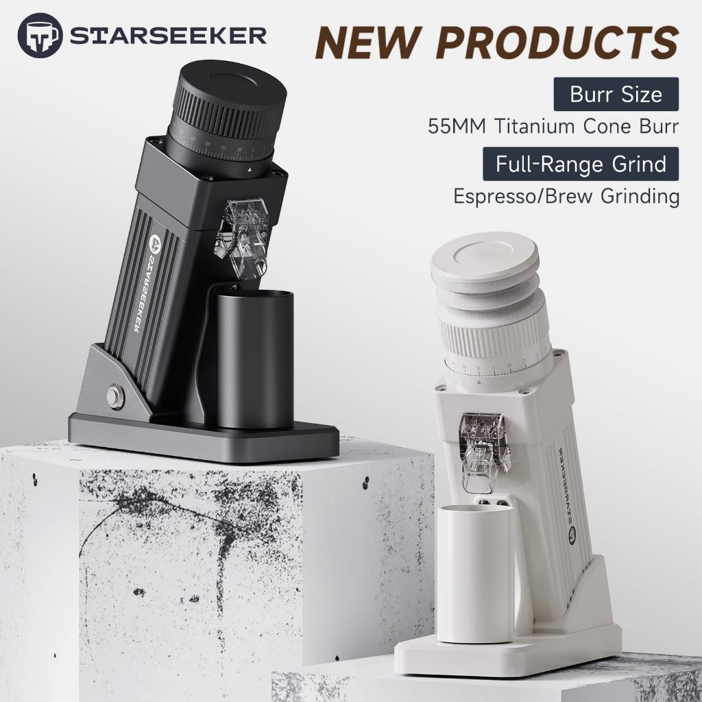 【รุ่นใหม่】STARSEEKER E55 Pro Electric Coffee Grinder 55MM  เครื่องบดเมล็ดกาแฟ Titanium Cone Burr